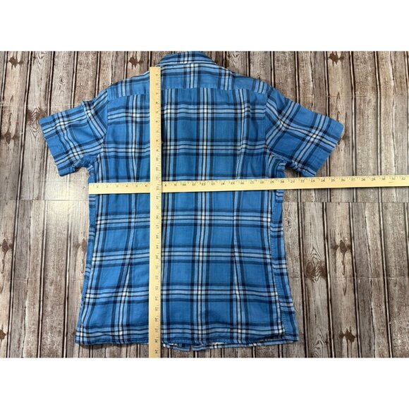 RAF SIMONS Short sleeve button down plaid shirt size 50 color blue multi - Picture 4 of 4